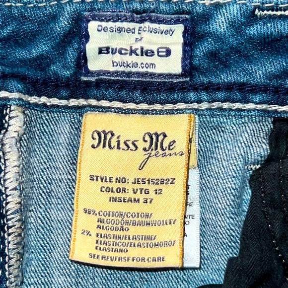 MISS ME 👖 DISTRESSED DESTROYED RIPPED THICK STITCH BOOTCUT JEANS Women 36/18 L33 - Picture 14 of 14